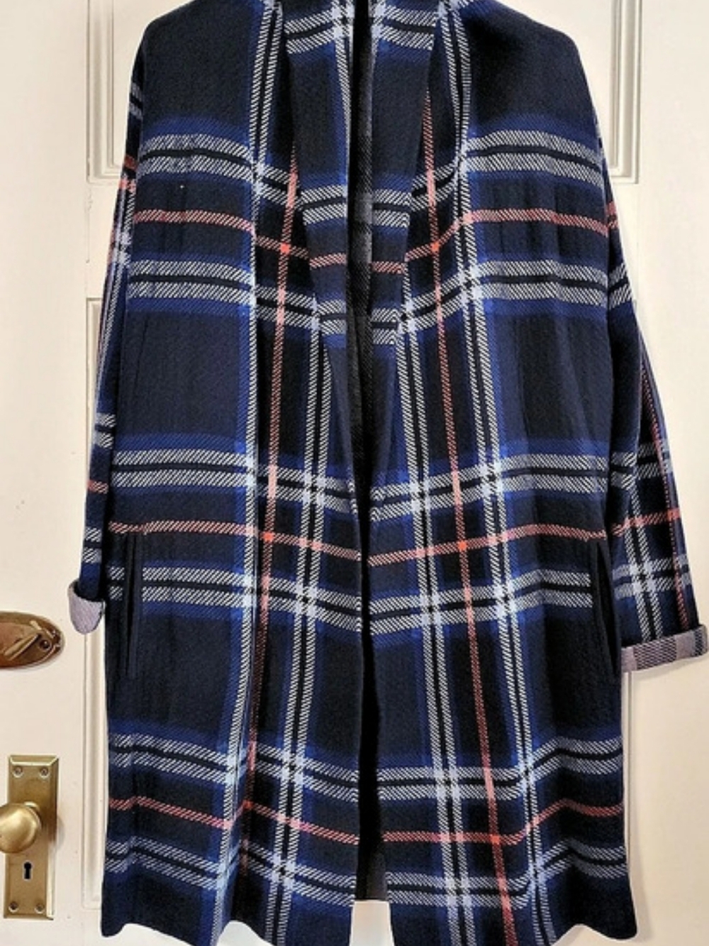 Lauren Ralph Lauren Women's Plaid Cape Blue & Black Size Large/XL Like New